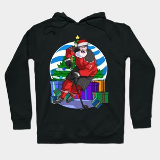 Ice Hockey Player Santa Christmas Tree Hoodie